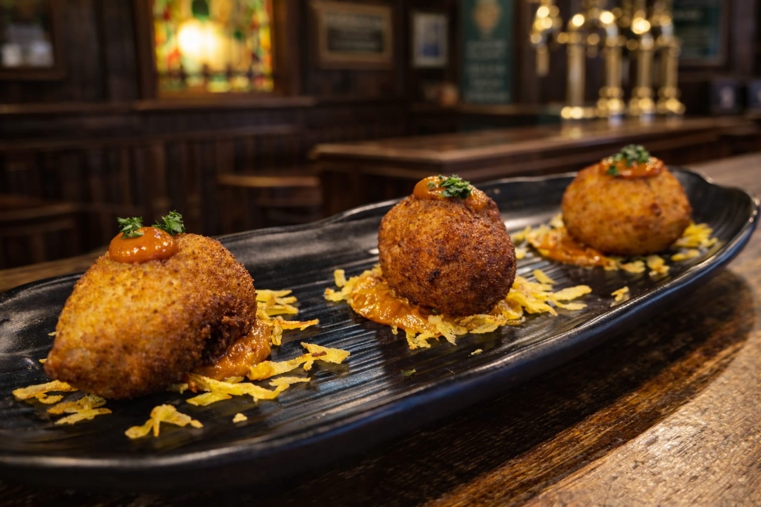 CROQUETAS CREMOSAS DE SECRETO Y MIEL CON MOJO PICON